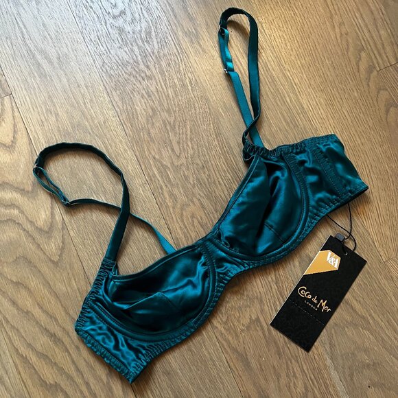 Coco de Mer Silk Teal Bra BNWT